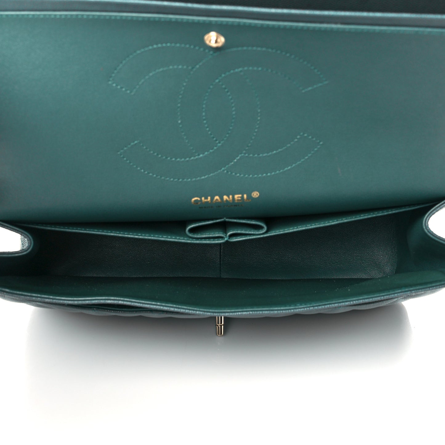 Caviar Quilted Jumbo Double Flap Dark Turquoise