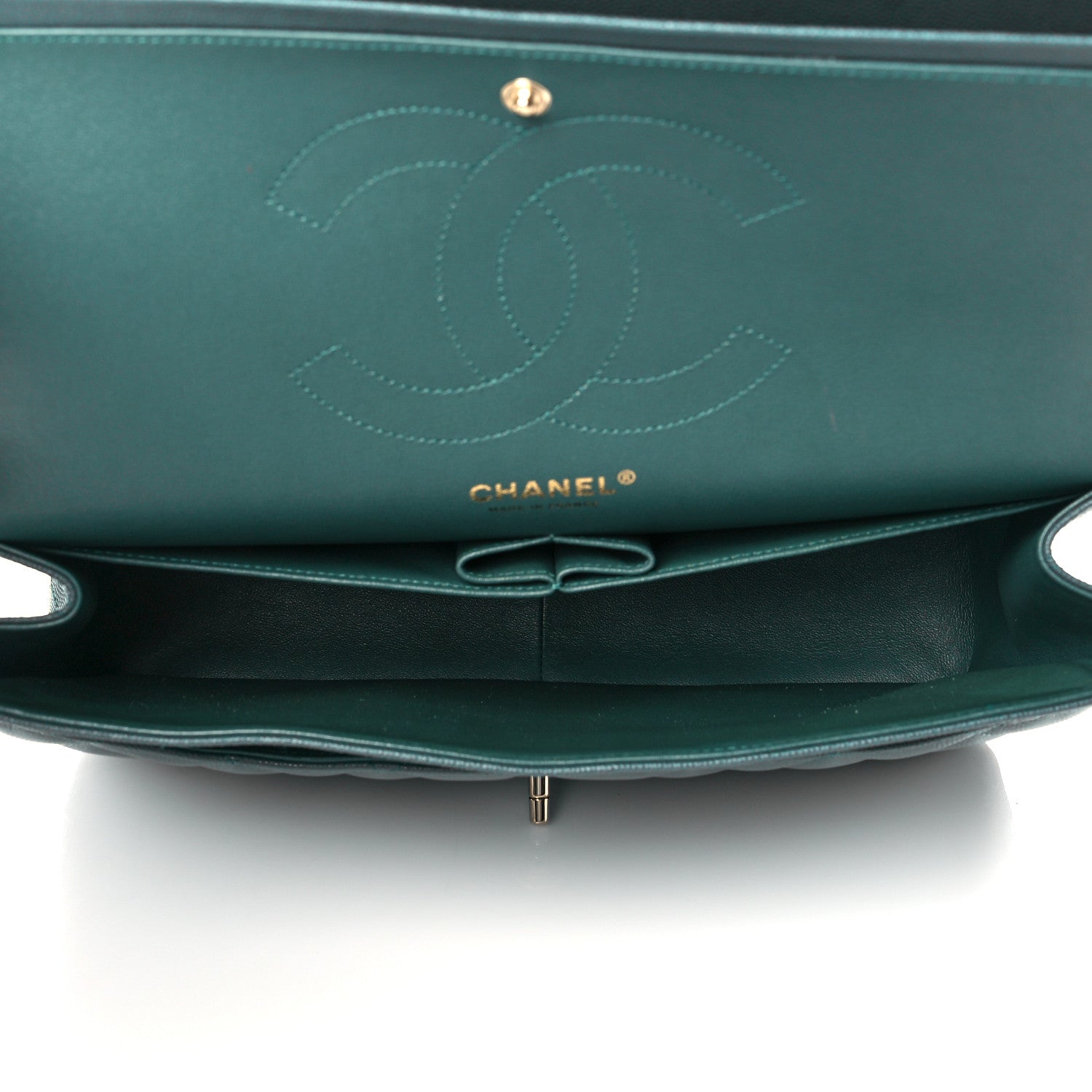 Chanel Caviar Quilted Jumbo Double Flap Dark Turquoise 5 of 10