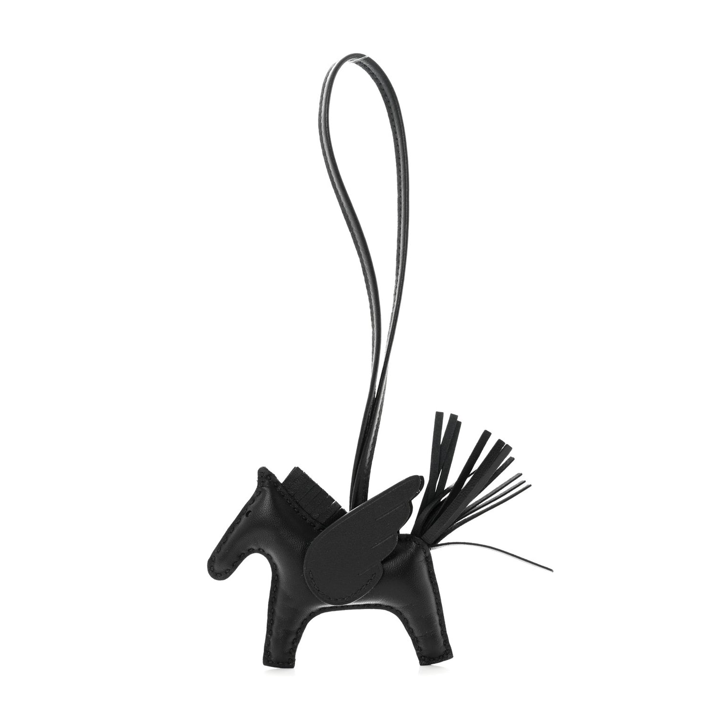 Milo Lambskin Grigri Rodeo Pegase Horse Bag Charm PM So Black