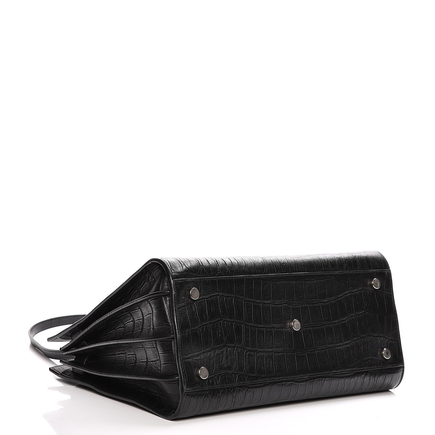 Saint Laurent Calfskin Crocodile Embossed Small Sac de Jour Black 5 of 13