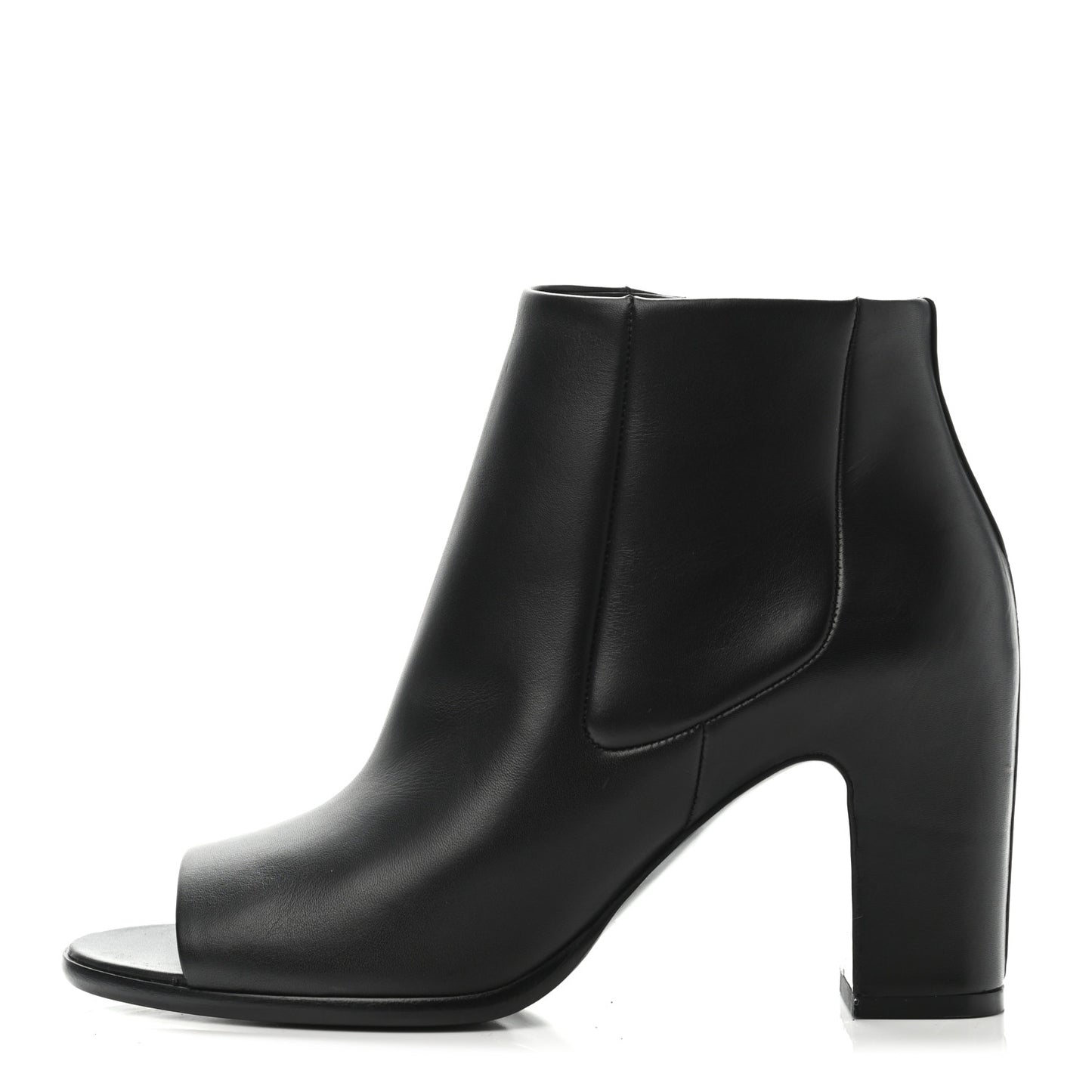 Calfskin Peep Toe Booties 37 Black
