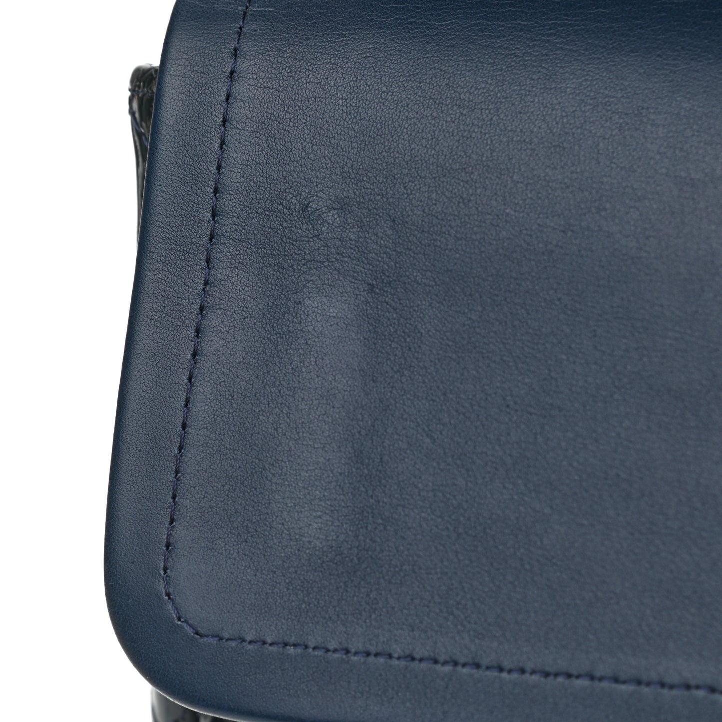 Patent Quilted Maxi Double Flap Navy