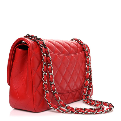 Chanel Lambskin Quilted Jumbo Double Flap Red 2 of 9