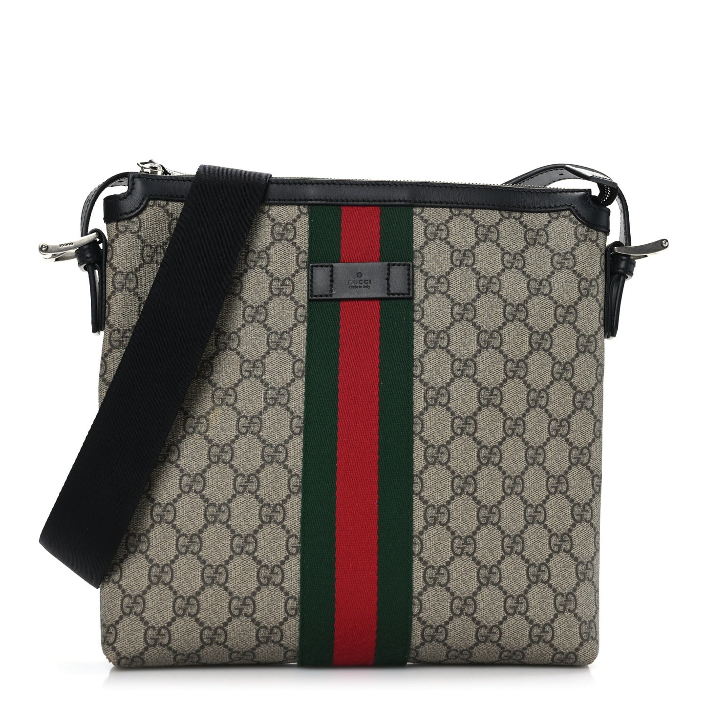 GG Supreme Monogram Web Messenger Bag Black