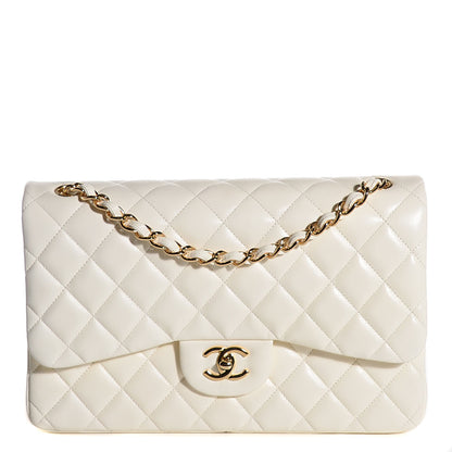 Chanel Lambskin Quilted Jumbo Double Flap White 1 of 9