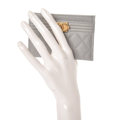 Chanel Caviar Quilted Boy Card Holder Grey 2 of 9