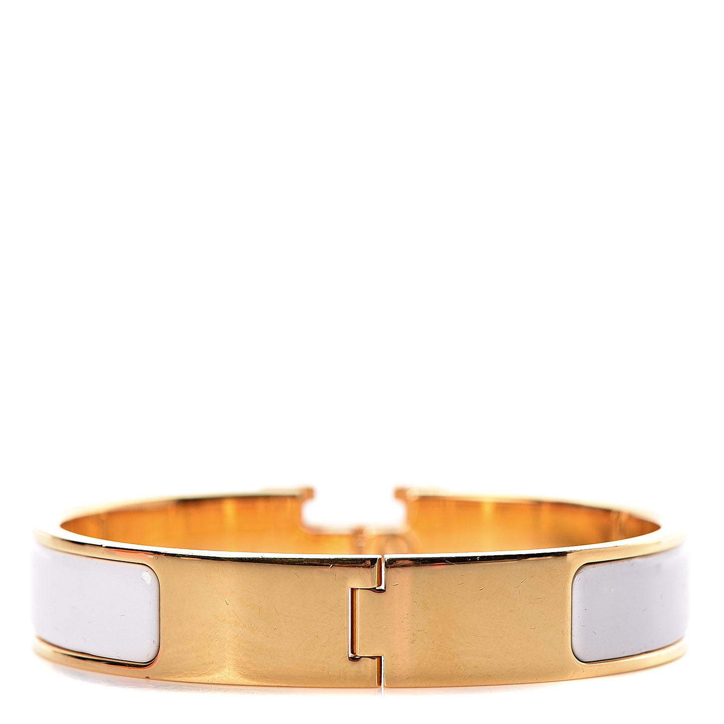 Enamel Narrow Clic Clac H Bracelet PM White