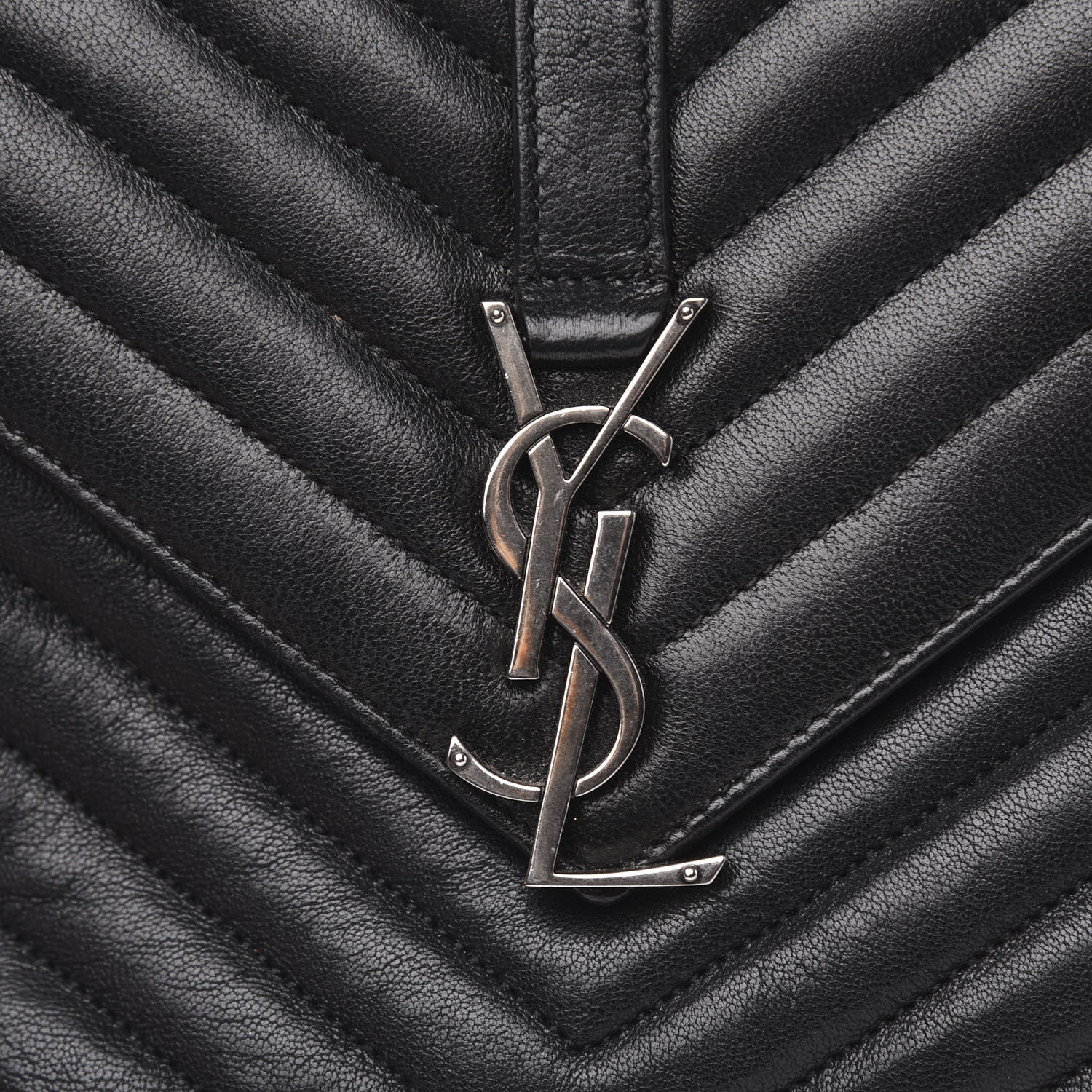 Saint Laurent Sheepskin Matelasse Chevron Monogram Medium College Bag Black 9 of 12