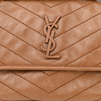 Saint Laurent Crinkled Calfskin Matelasse Monogram Medium Niki Chain Satchel Caramel 8 of 13