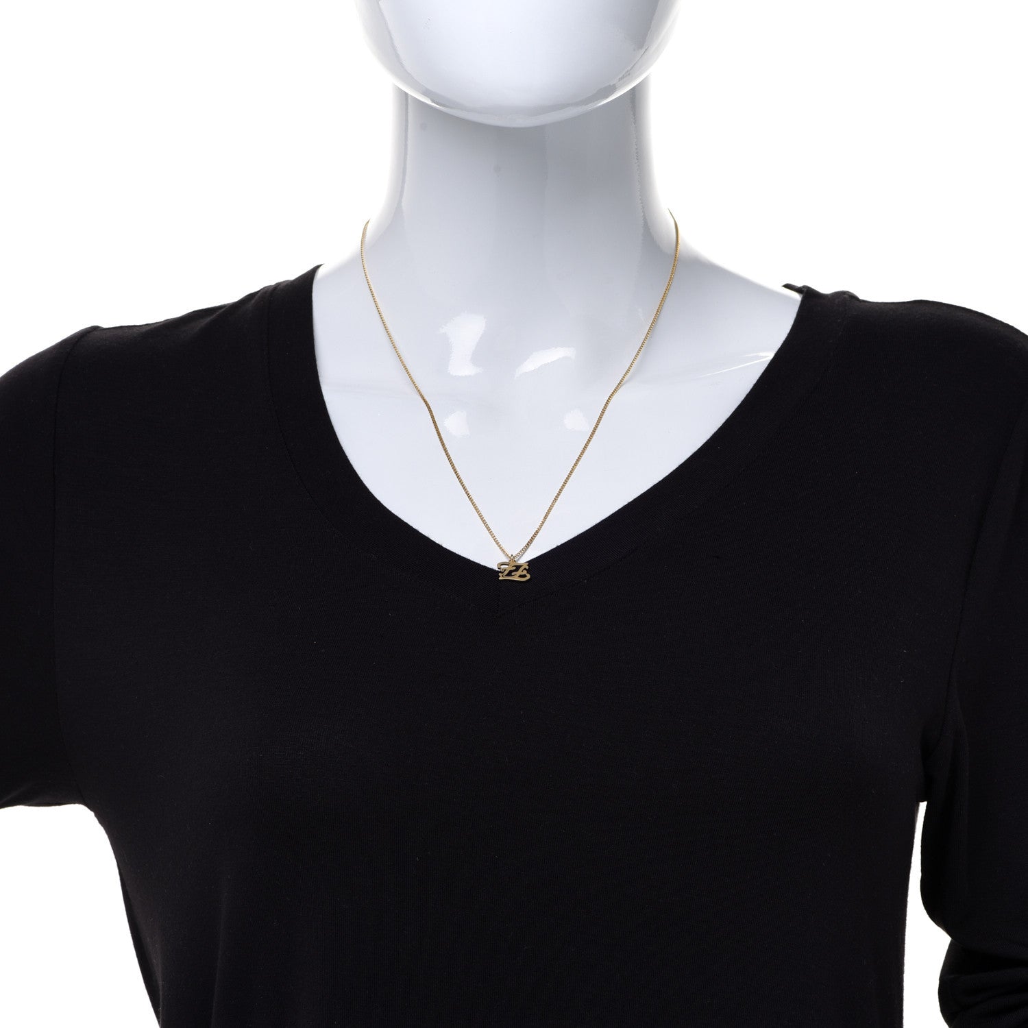 Fendi Metal Karligraphy Necklace Gold 2 of 6