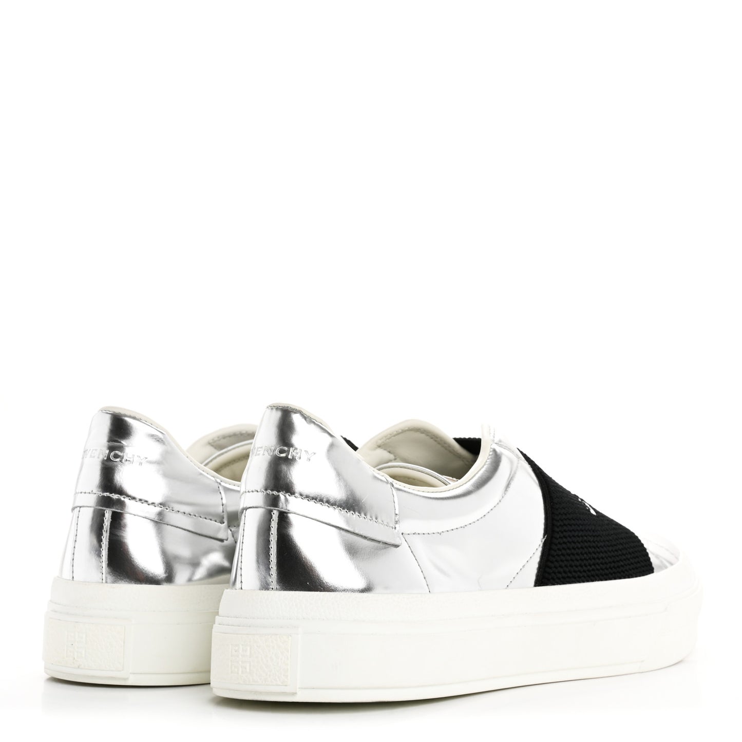 Calfskin Band Logo Womens City Sneakers 41 Silvery