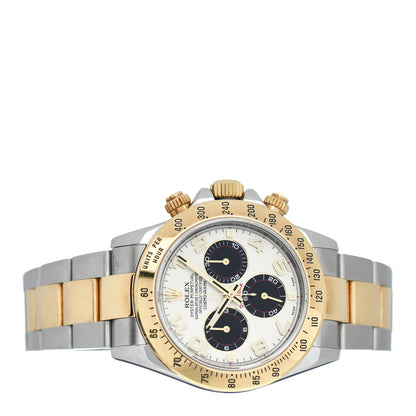 Rolex Stainless Steel 18K Yellow Gold 40mm Oyster Perpetual Cosmograph Daytona Watch White Black 116523 2 of 4
