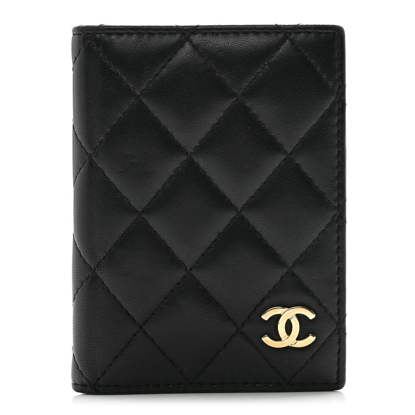 Lambskin Quilted Card Holder Wallet Black
