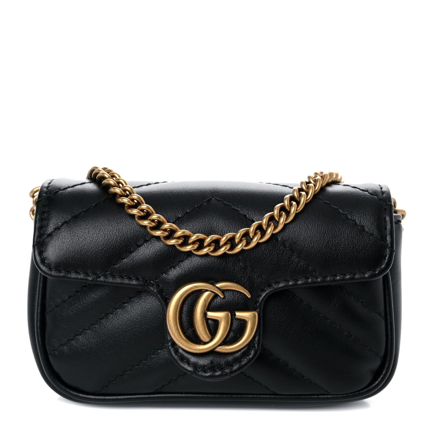 Calfskin Matelasse GG Marmont 2.0 Coin Purse On A Chain Black
