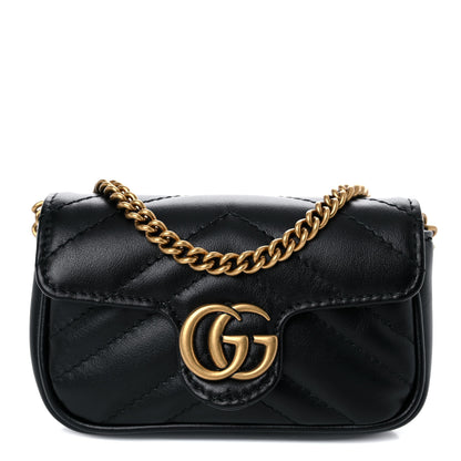 Gucci Calfskin Matelasse GG Marmont 2.0 Coin Purse On A Chain Black 1 of 10