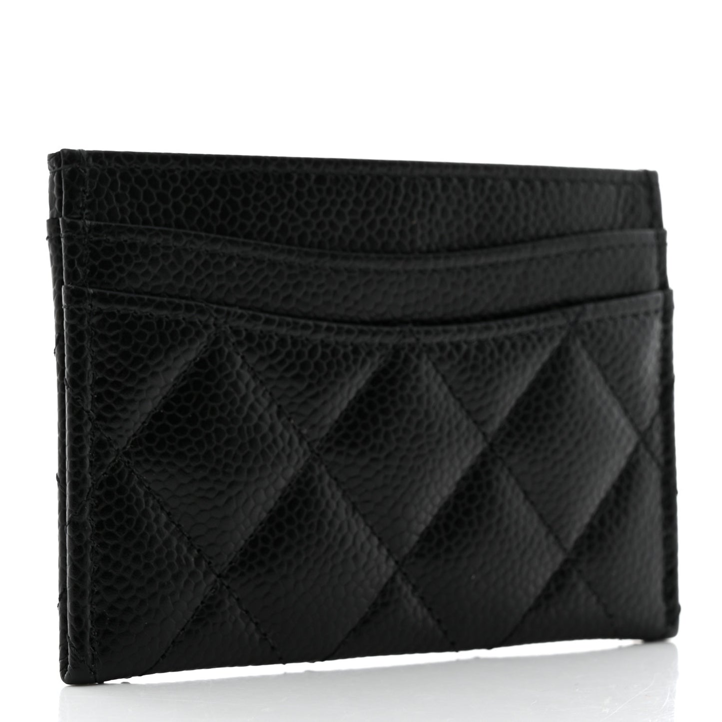 Caviar Quilted Card Holder Black