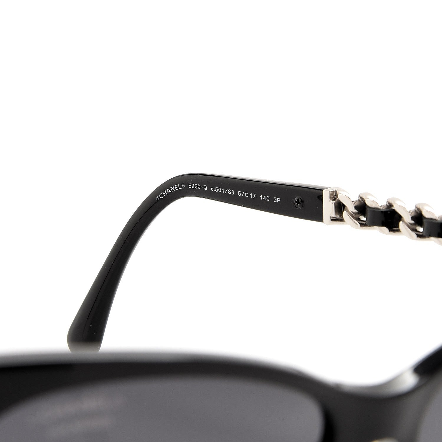 Chanel Cat Eye Chain Polarized Sunglasses 5260-Q Black 6 of 9