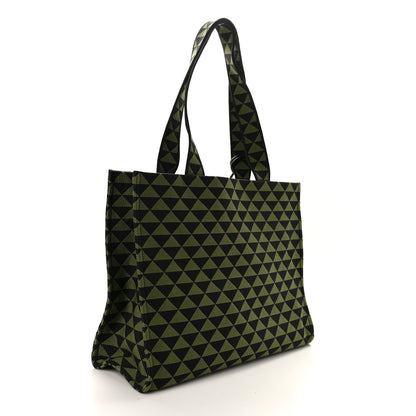 Prada Jacquard Saffiano Triangolo Symbole Embroidered Shopping Tote Black Edera 3 of 8