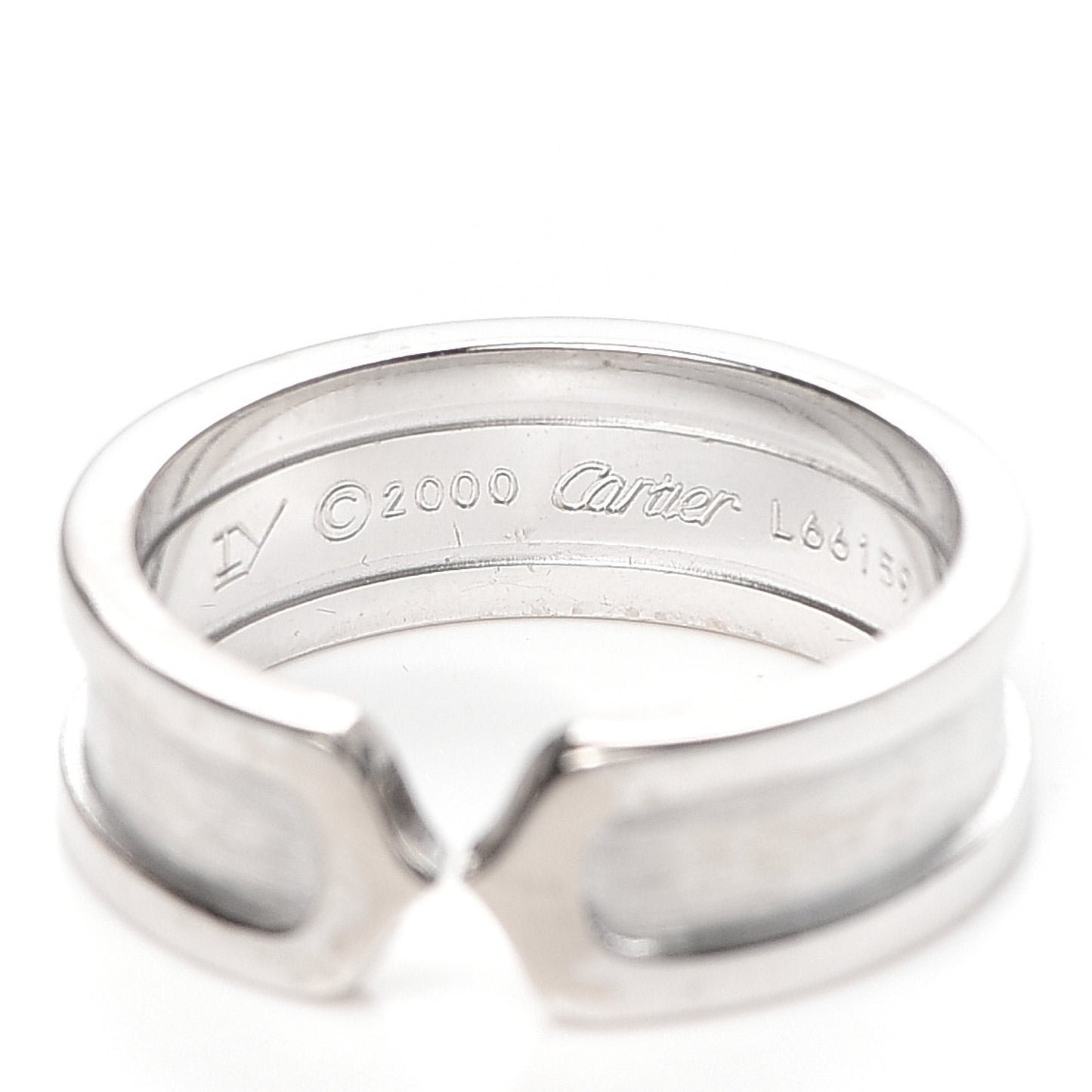 18K White Gold 6.5mm C De Cartier Ring 53 6.5