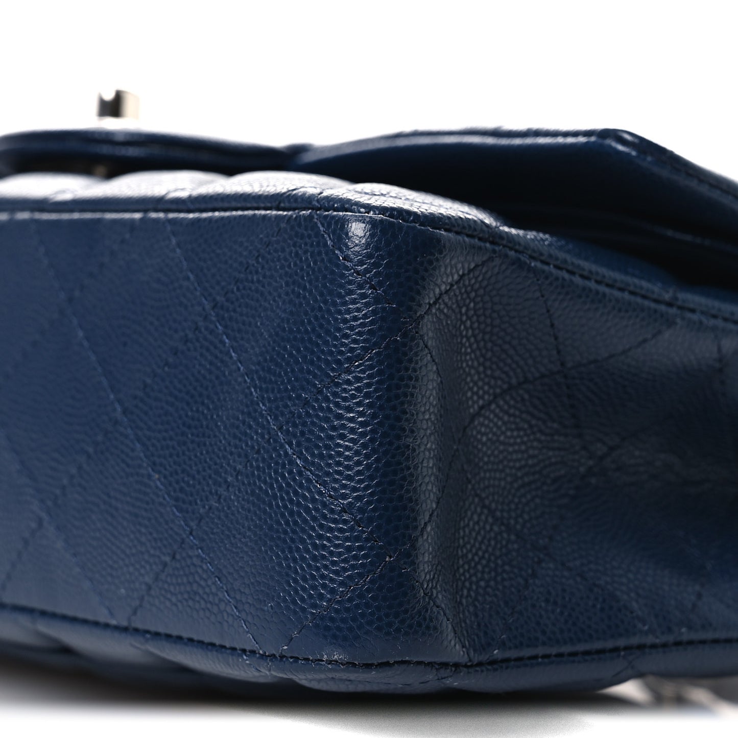 Caviar Quilted Medium Double Flap Navy