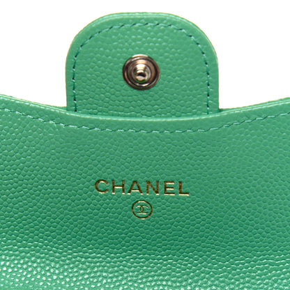Chanel Caviar Quilted Flap Card Holder On Chain Light Green 6 of 12