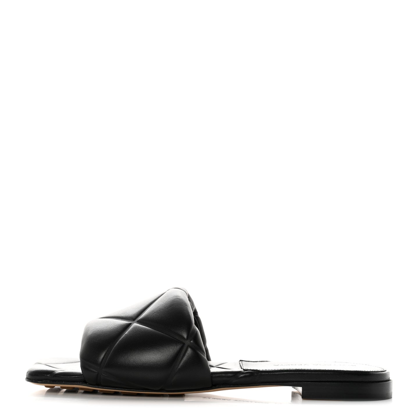 Nappa Quilted Rubber Lido Flat Sandals 37 Black