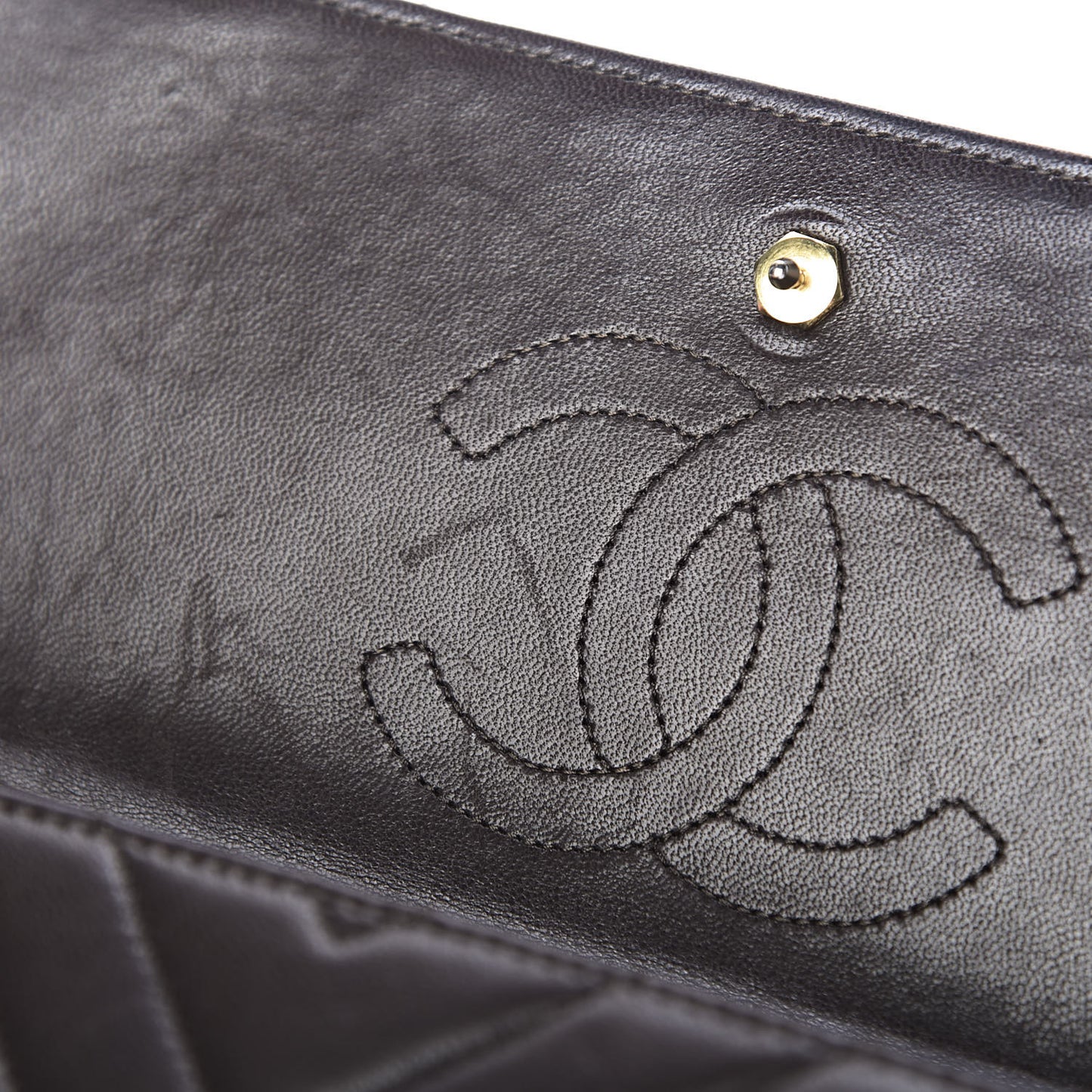 Lambskin Chevron Quilted Small Single Flap Brown