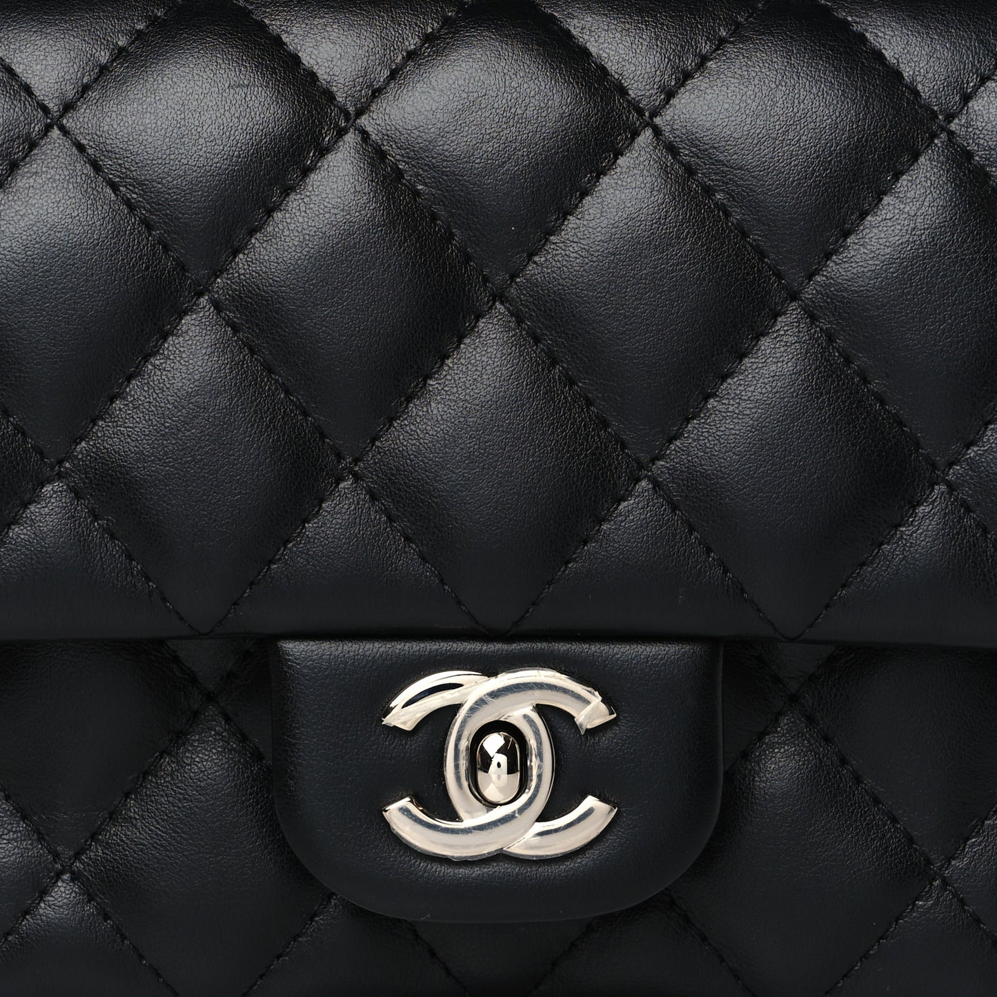 Calfskin Quilted CC Uniform Flap Belt Bag Black