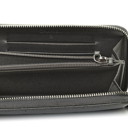 Chanel Metallic Caviar Quilted Medium Maxi CC Zip Around Wallet Grey 4 of 4