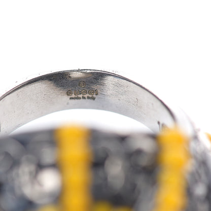 Gucci Pearl Beaded Spiked Ring 7.5 Silver Yellow 5 of 6
