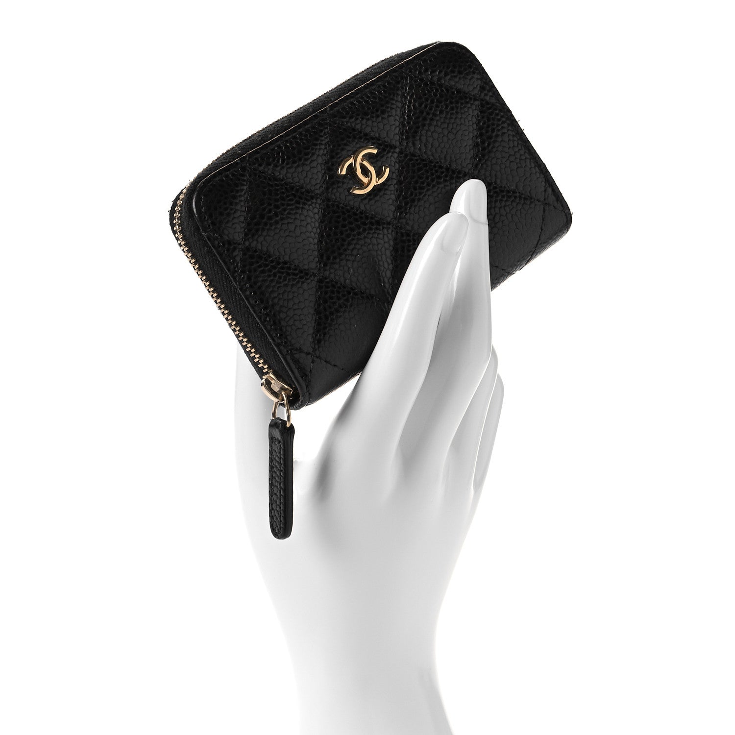 Chanel Caviar Quilted Zip Coin Purse Black 2 of 8