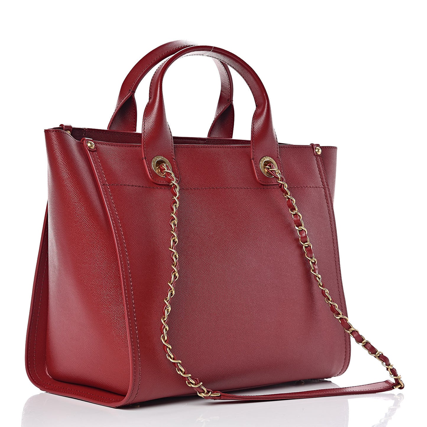 Caviar Small Studded Deauville Tote Red