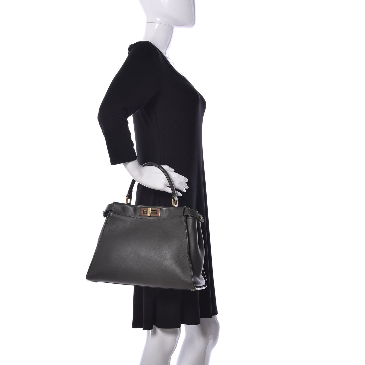 Vitello Seta Shiny Nappa Medium Peekaboo Iconic Satchel Verde Prato Makeup