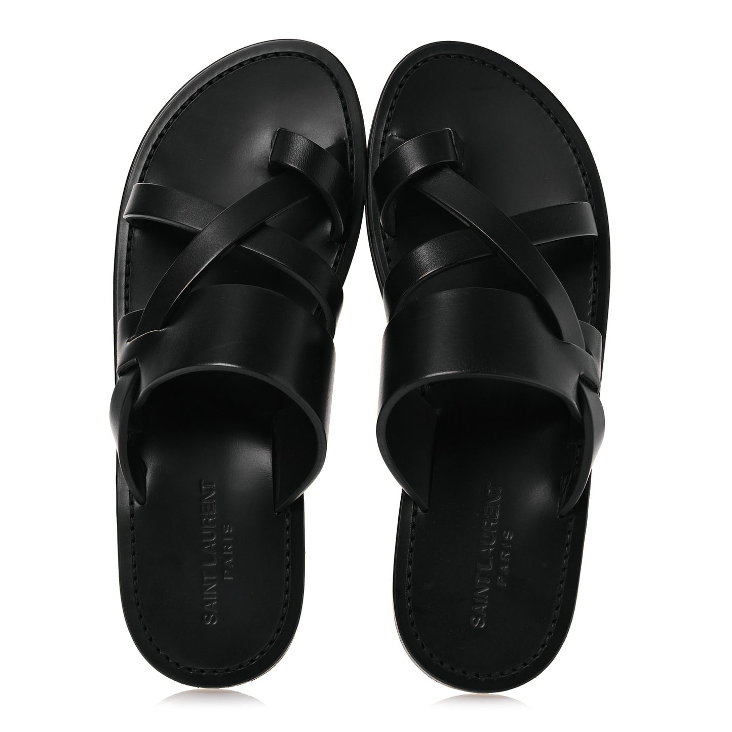 Calfskin Mens Culver Flat Mules Sandals 41 Black