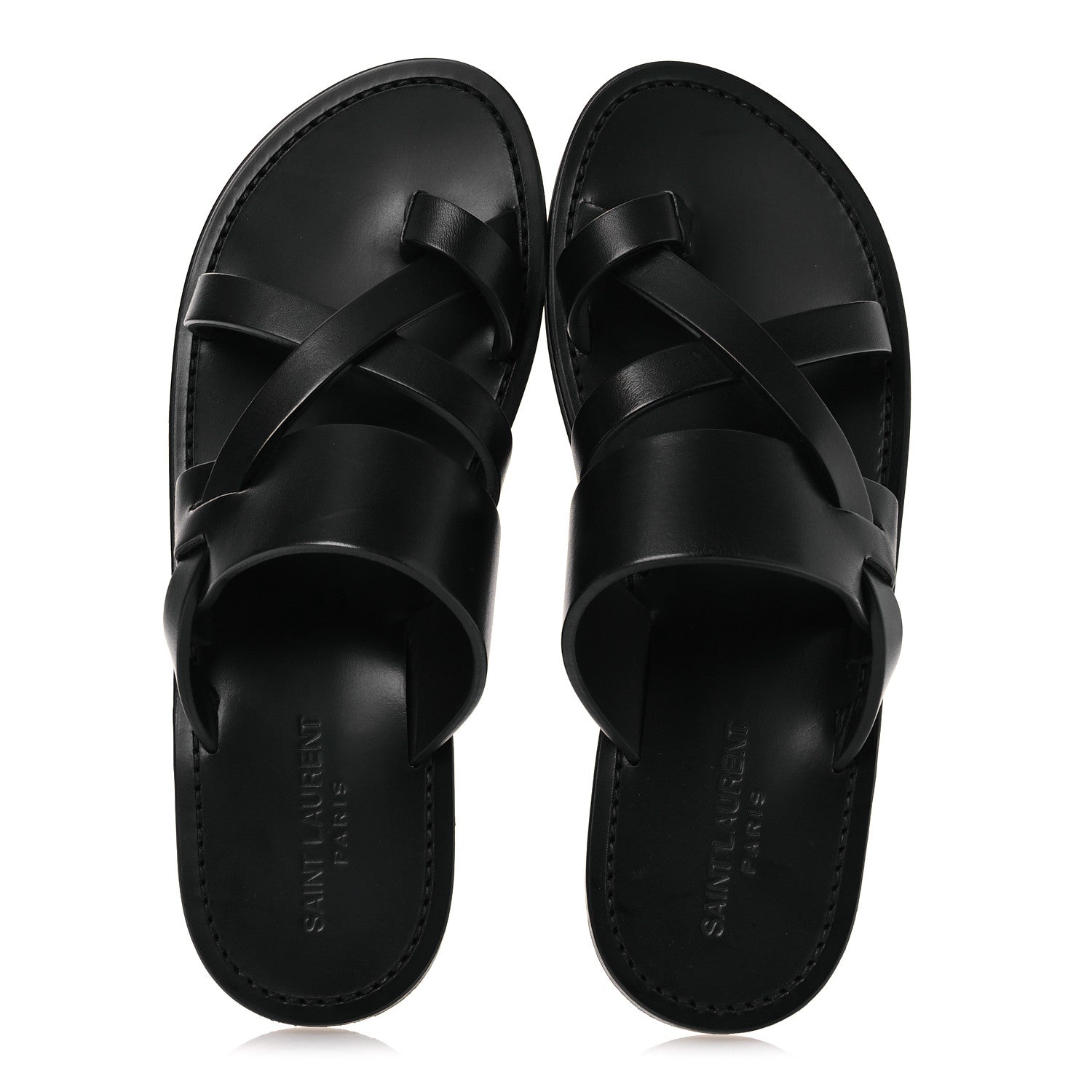 Saint Laurent Calfskin Mens Culver Flat Mules Sandals 41 Black 2 of 12