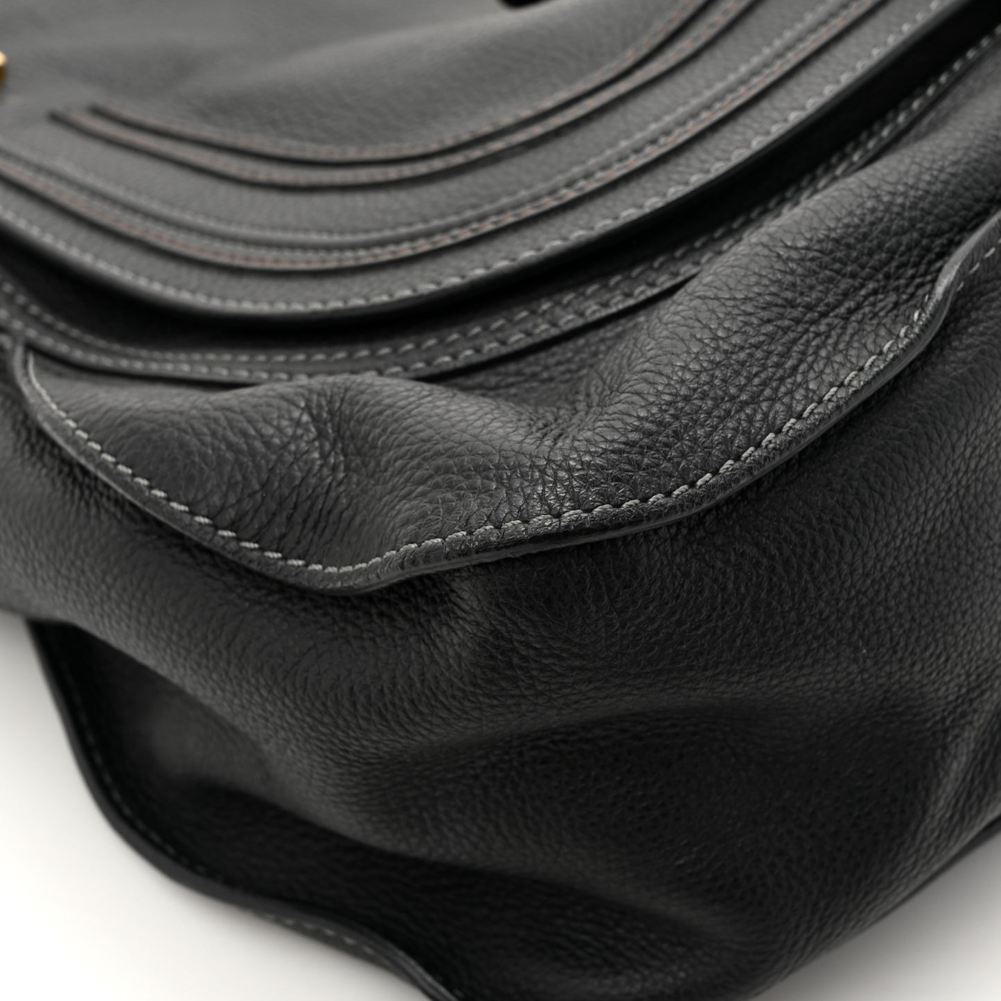 Calfskin Large Marcie Satchel Black