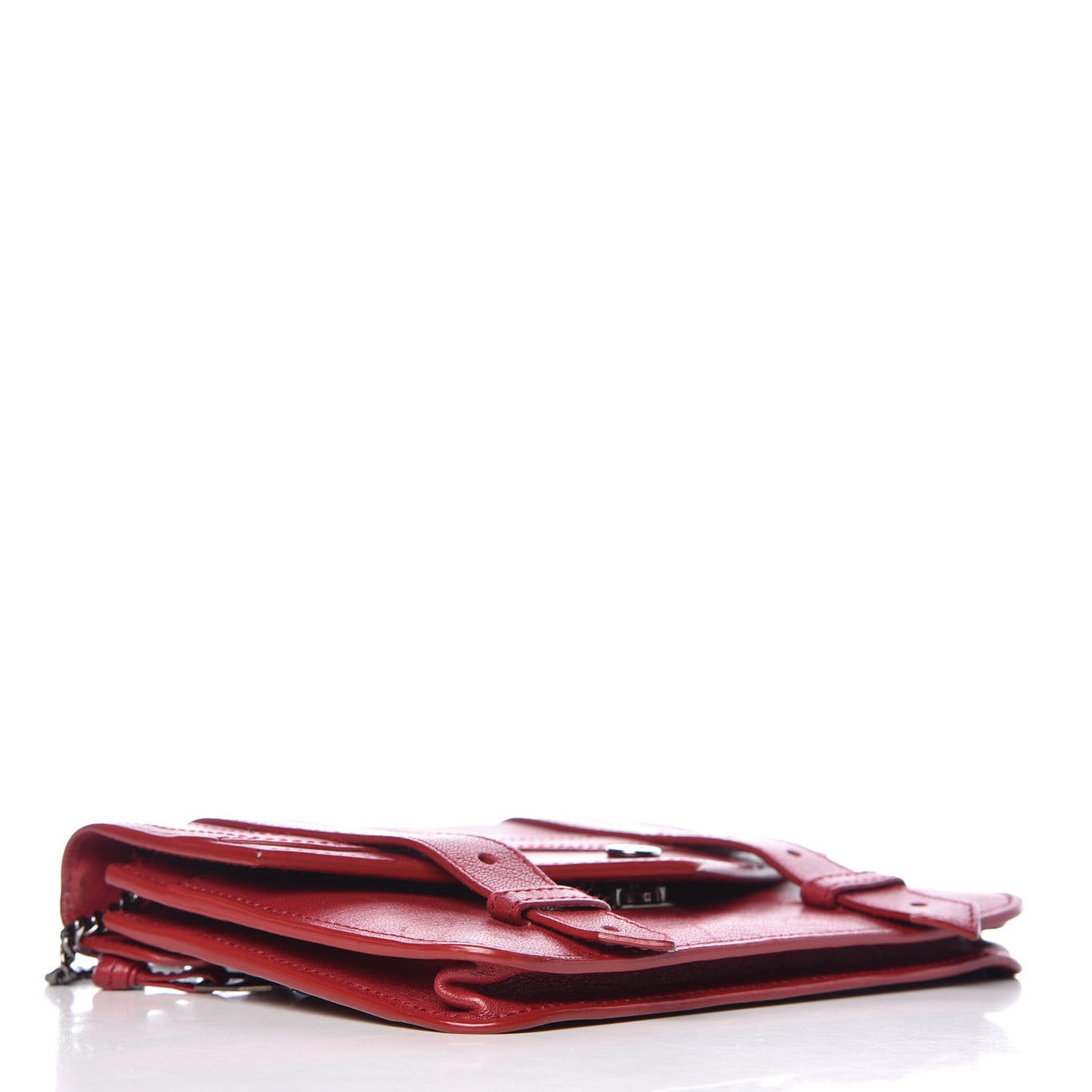Lambskin PS1 Large Chain Wallet Red