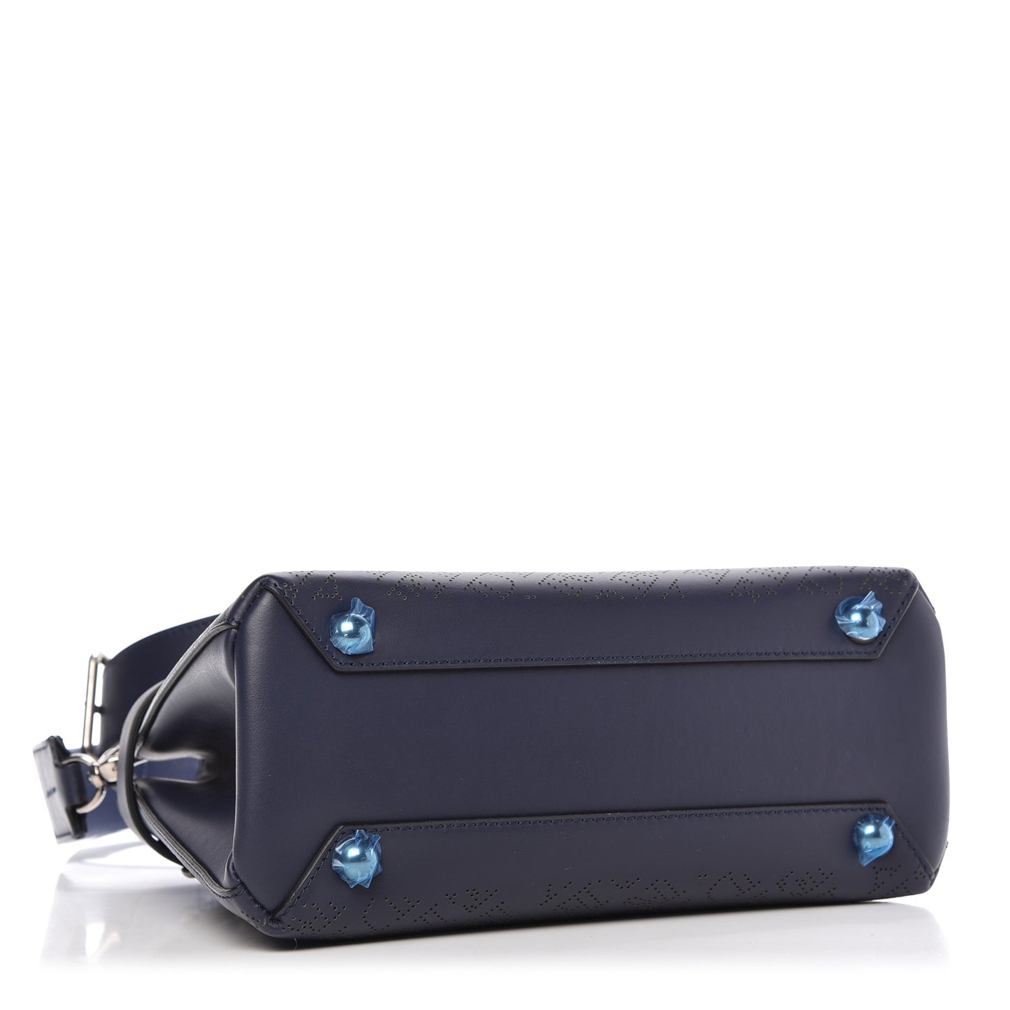 Derby Calfskin Perforated Small Banner Tote Regency Blue