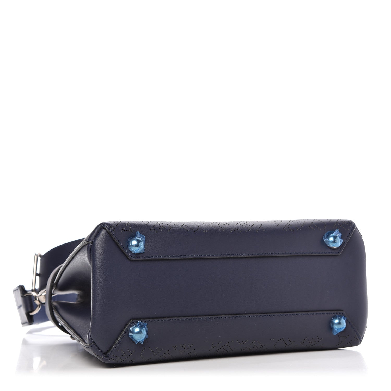 Burberry Derby Calfskin Perforated Small Banner Tote Regency Blue 4 of 10