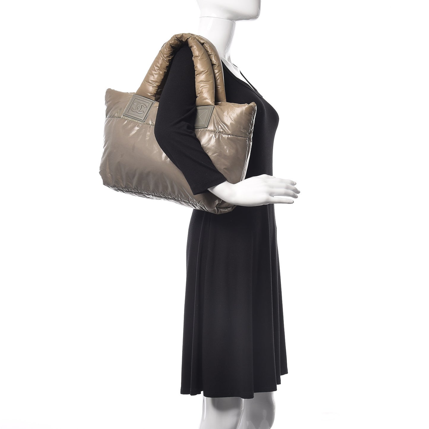Nylon Quilted Small Coco Cocoon Reversible Tote Gray