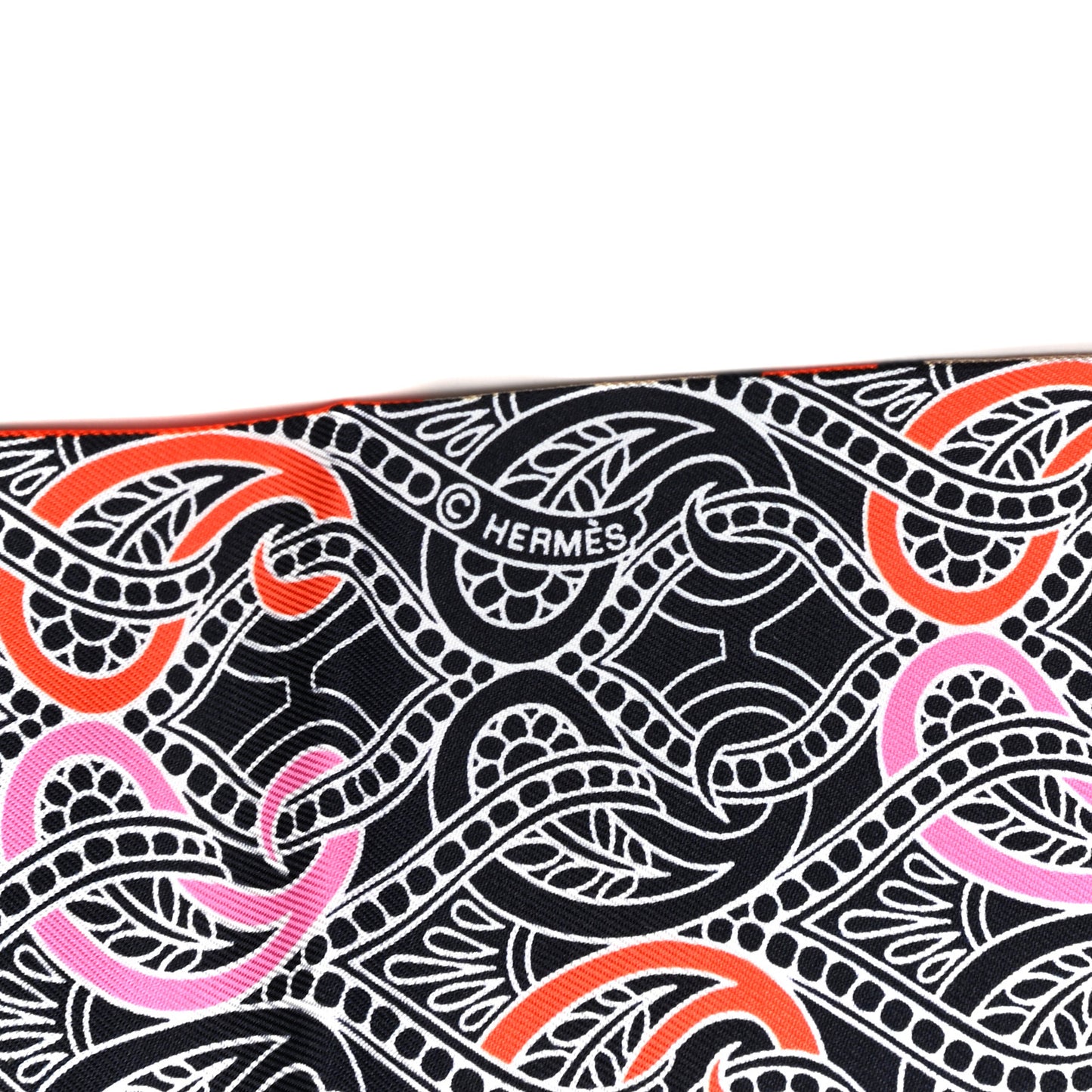 Silk Cachemire Et Rayure Maxi Twilly Cut Grey Beige Dore Orange