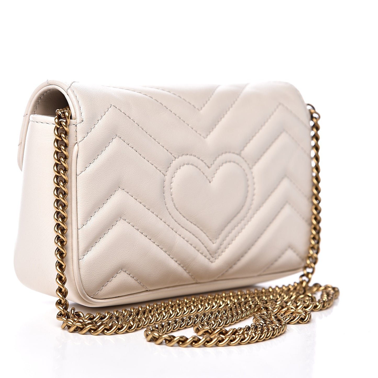Calfskin Matelasse Super Mini GG Marmont Shoulder Bag White
