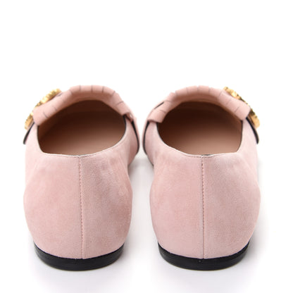 Gucci Kid Scamosciato Pearly GG Marmont Fringe Flats 37 Crystal Pink 7 of 11