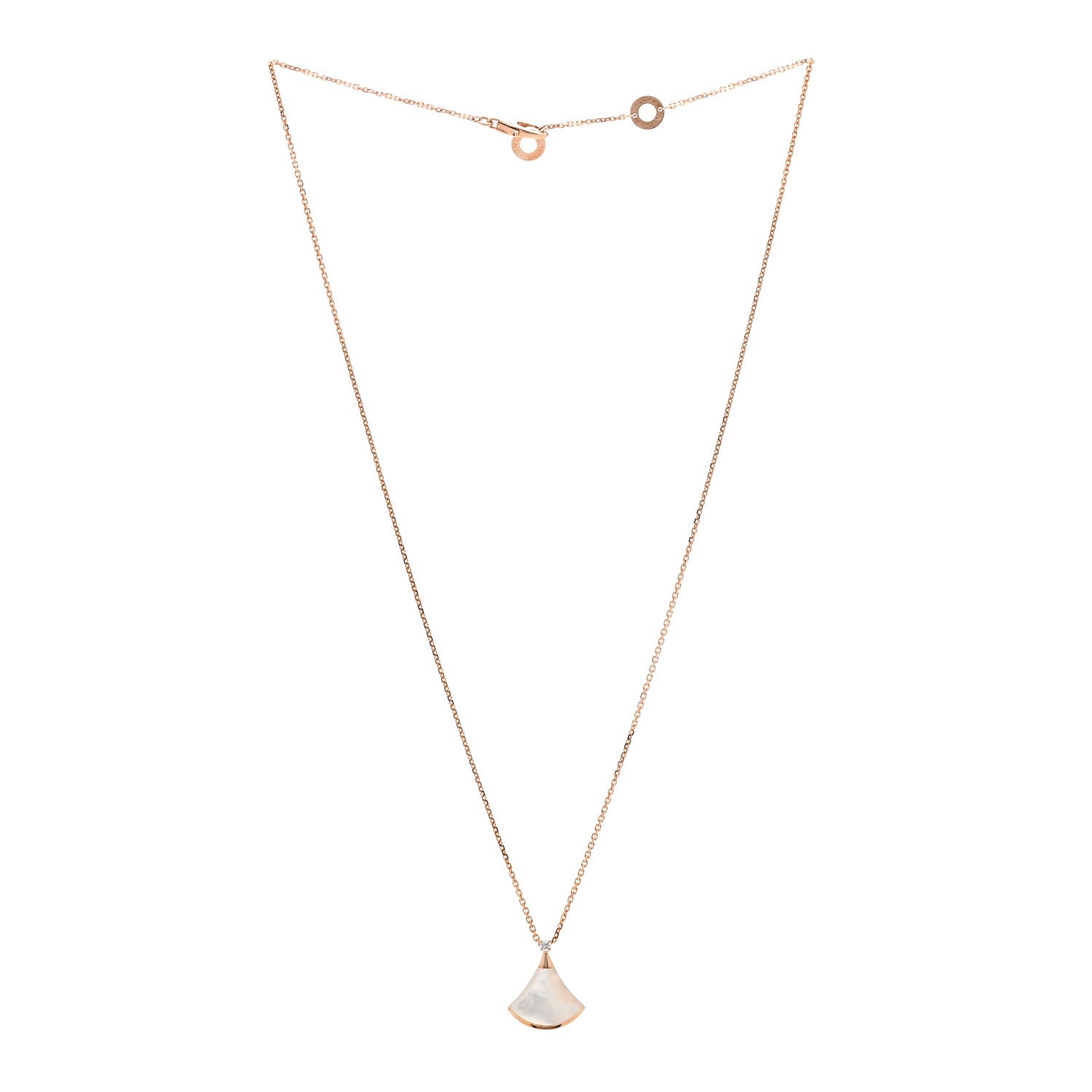 Bulgari 18K Rose Gold Diamond Mother of Pearl Small Divas' Dream Pendant Necklace 3 of 4