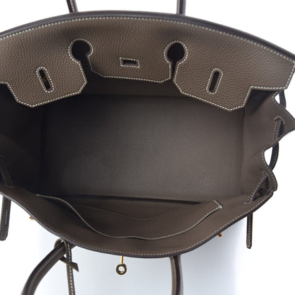 Hermes Taurillon Clemence Birkin 35 Etoupe 7 of 31