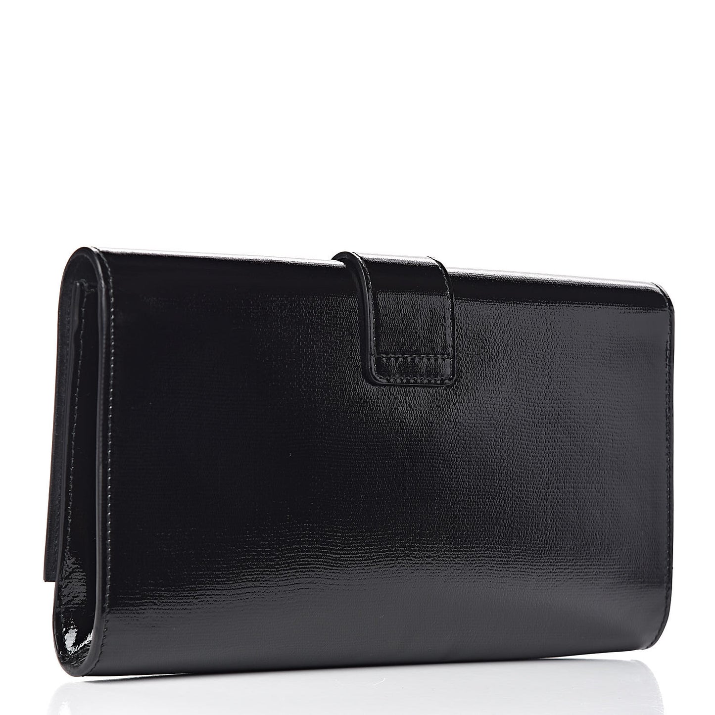 Textured Patent Classic Y Ligne Clutch Black