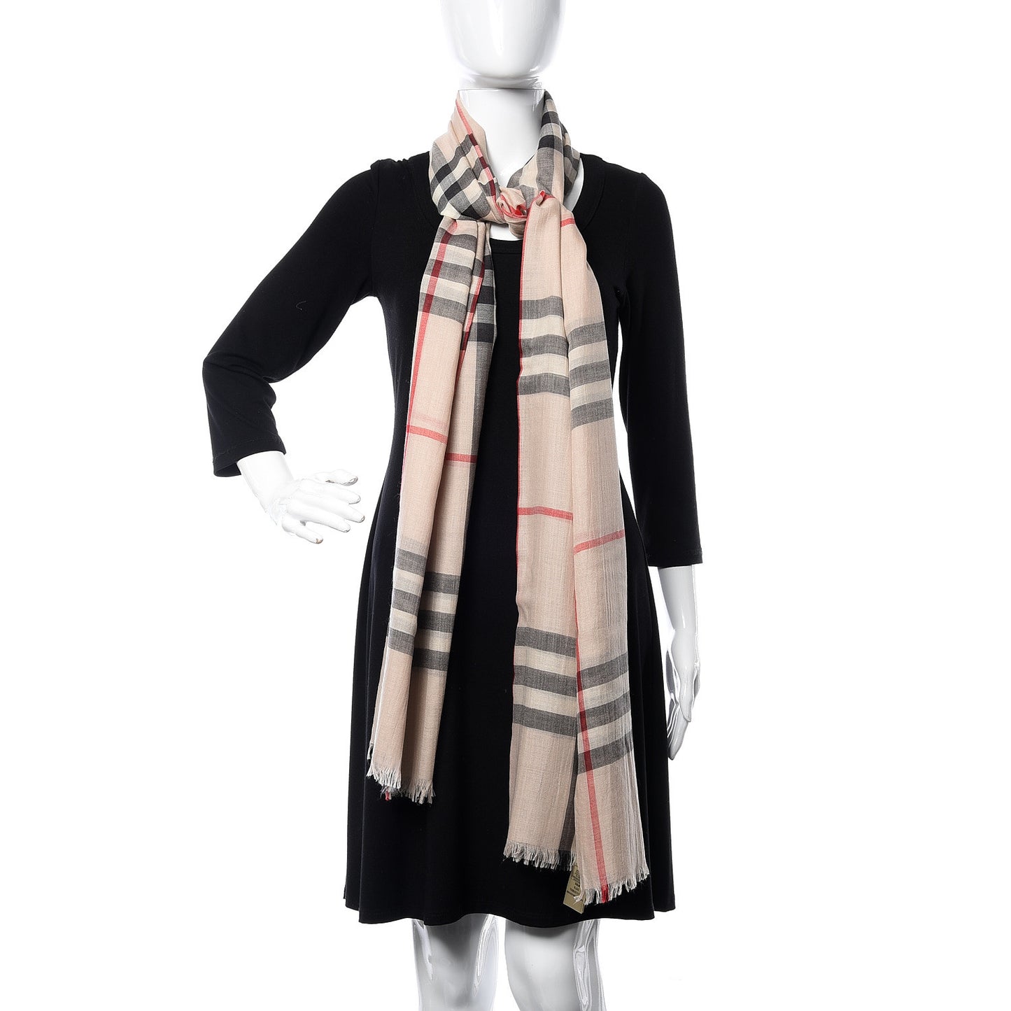 Wool Silk Gauze Giant Check Scarf Trench
