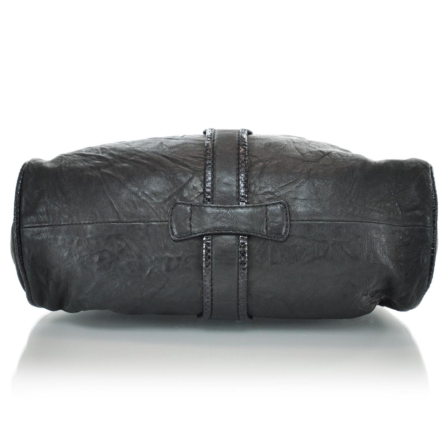 Biker Leather Elaphe Snakeskin Trim Ramona Black
