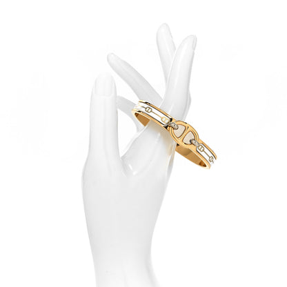 Hermes Enamel Mini Farandole Clic Chaine D'Ancre Bracelet Or White 2 of 5