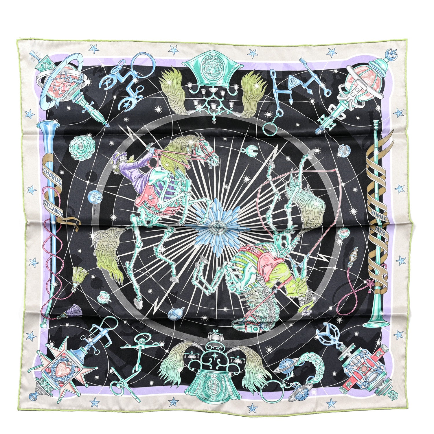 Hermes Silk Chorus Stellarum Scarf 70 Gris Nacre Anthracite 1 of 5
